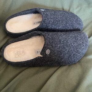 Birkenstock Gray Wool Slippers